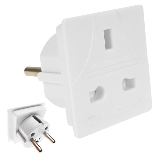 (1 Pack) Travel Adapter Plug UK to EU 2 Pin Holiday Accessory European Power Converter