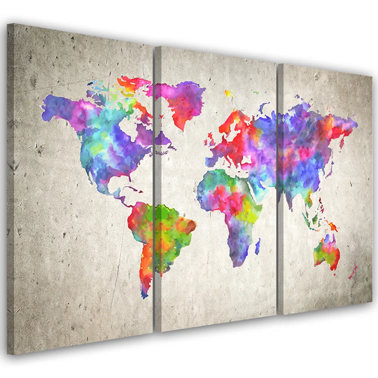 Canvas Print World Map Coloured