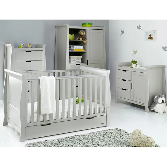 Obaby Stamford Classic Sleigh 4 Piece Room Set - Warm Grey