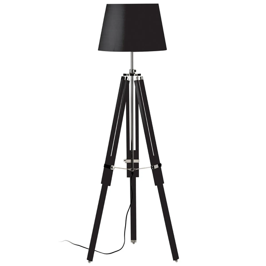 Premier Housewares Jasper Floor Lamp with Tripod Base - Black