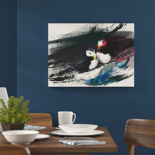 'Atlantic Puffins' Graphic Art Print Poster