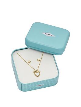 Fossil Womens Necklace & Stud Earring Jewellery Set