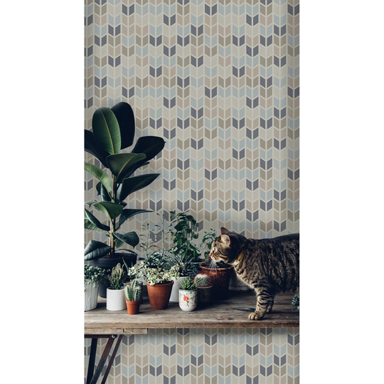 Walllpaper Roll 360X250cm Kitchen Livingroom Bedroom Mural Decoration Wallpaper Material With Print - Geometric Texture Pastel Tintsbrown