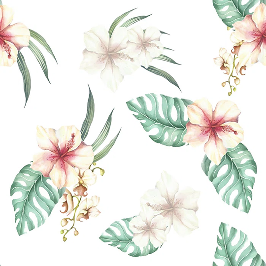Walllpaper Roll 312X219cm Mural Decoration Wallpaper Material With Print Kitchen Livingroom Bedroom - Hawaiian Flowers Leaves Palm