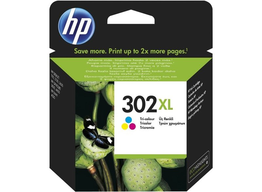 HP 302XL Tri-Colour Original Ink Cartridge - High Yield 330 Pages - F6U67AE