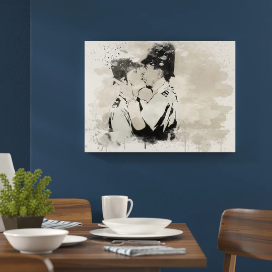 'Banksy Kissing Police Policeman Graffiti Wall Art' Graphic Art Print Poster