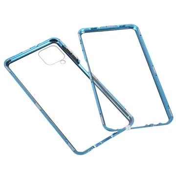 Samsung Galaxy A12 Magnetic Case with Tempered Glass - Blue
