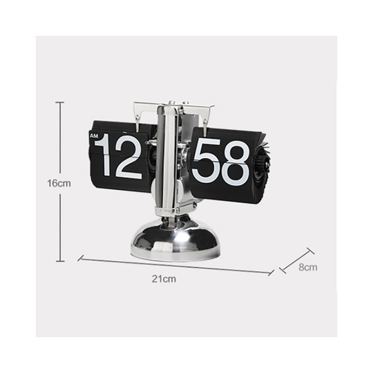 (A) Small Scale Retro Flip Over Desk Clocks Stainless Steel Flip Internal Gear Operated Quartz Clock