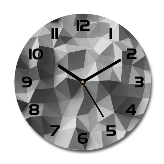 Glass Wall Clock 30Cm Round Decoration Picture Wall Art Modern Decoration Kitchen Living Room Silent - Abstraction Triangles,105539676
