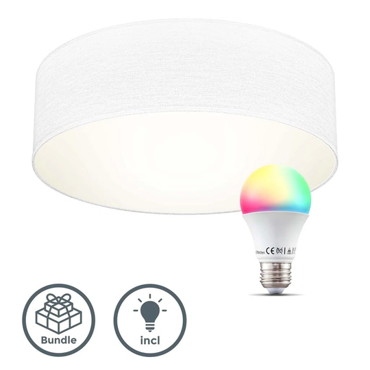 Deckenlampe Stoff Textil Lampenschirm Wohnzimmerlampe Decke Inkl WIFI Lampe