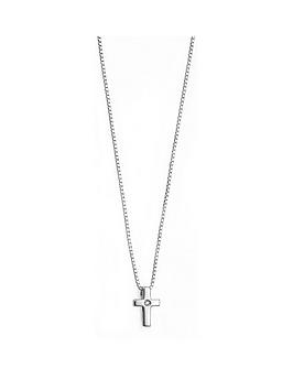 D For Diamond Sterling Silver Childrens Cross Pendant Necklace