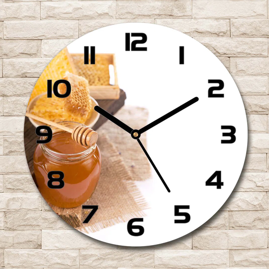 Glass Wall Clock 30Cm Round Decoration Picture Wall Art Modern Decoration Kitchen Living Room Silent - Honey,122209198