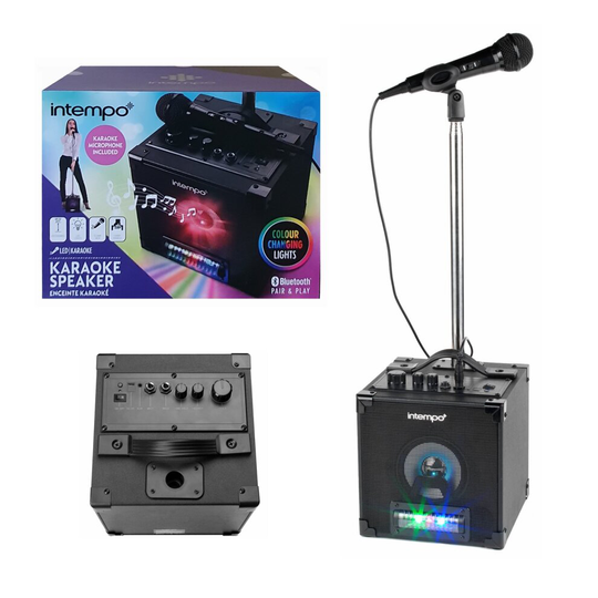 Intempo Bluetooth Karaoke Speaker With Microphone, Mic Stand & Light