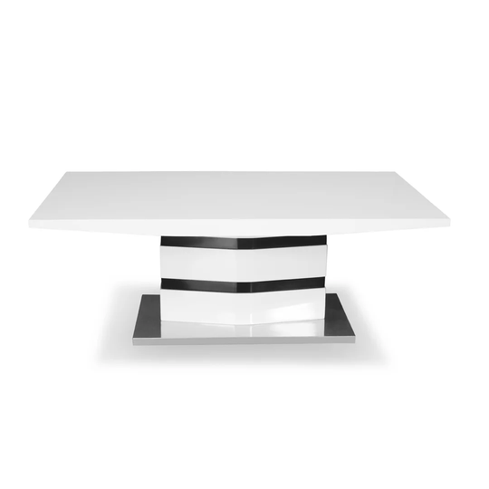 White High Gloss Coffee Table With Stainless Steel Base