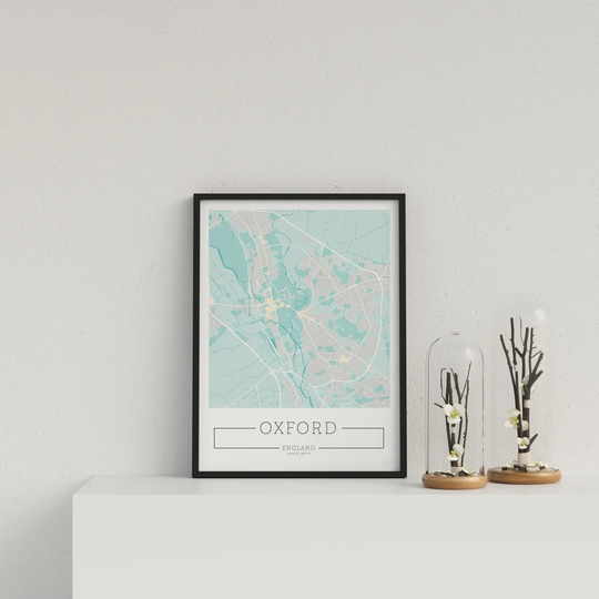 City Location Ordnance Map Blue Oxford by Vouvart - Picture Frame Graphic Art