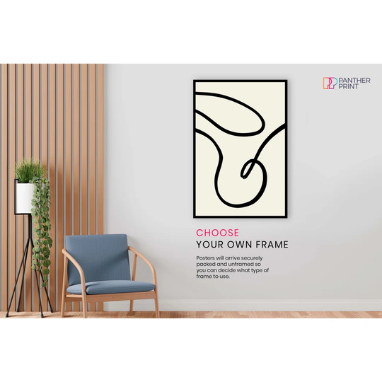 Panther Print Fine Art Prints Abstract Black Curved Lines Illustration Artistic Unframed Poster, Pictures For Home Walls, Bedroom, Living Room & Bathr
