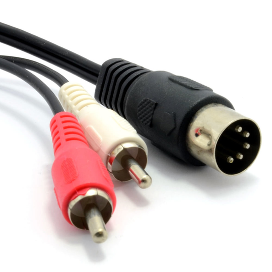 kenable 5 Pin Male Din Plug to 2 x RCA Phono Male Plugs Audio Cable 1m