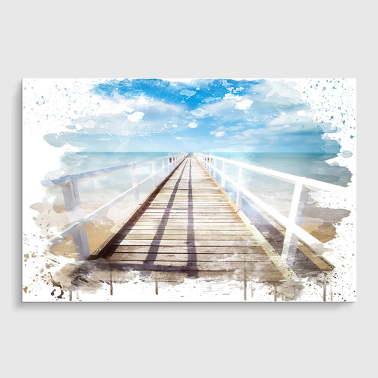 'Seascape Beach Pier' Graphic Art Print Poster