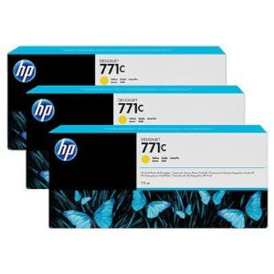 HP 711C Yellow Original, Multi-pack Ink Cartridge - Standard Yield 3 x 775ml - B6Y34A