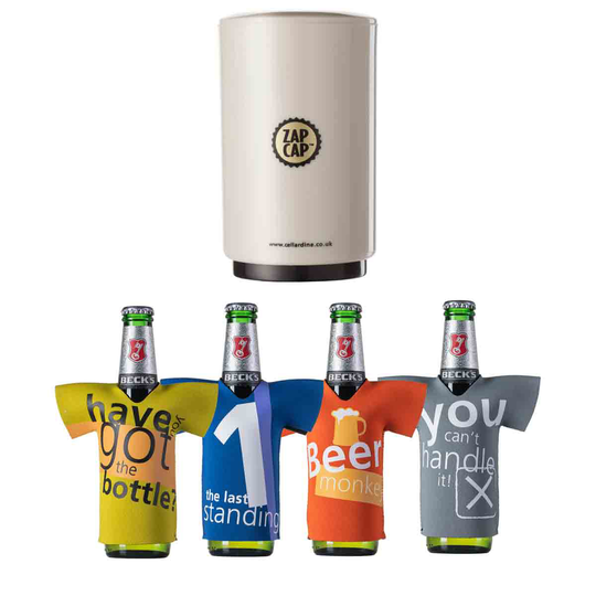 Cellar Dine Zap Cap Original Bottle Opener With Beer Chillers Set Of 4 Bundle