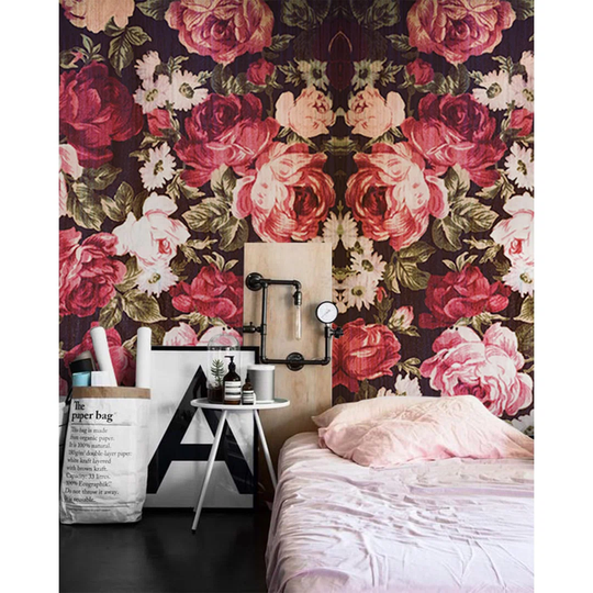 Walllpaper Roll 416X254cm Kitchen Livingroom Bedroom Mural Decoration Wallpaper Material With Print - Vintage Romantic Roses Abstract