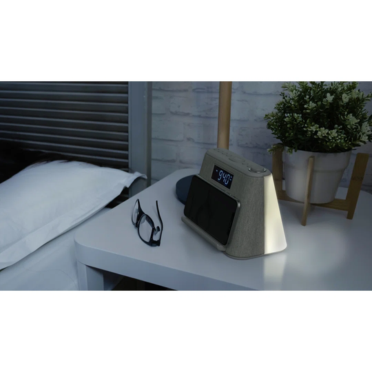 Digital Electric Alarm Tabletop Clock in Grey/White