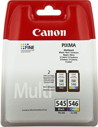 Canon PG-545/CL-546 Black & Tri-Colour Ink Cartridge Multipack K (180 Pages) CMY (180 Pages)