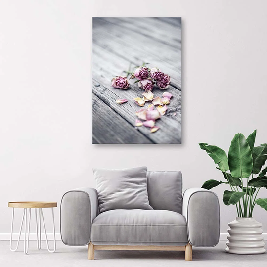 Canvas Print Flowers Roses Wood Nature