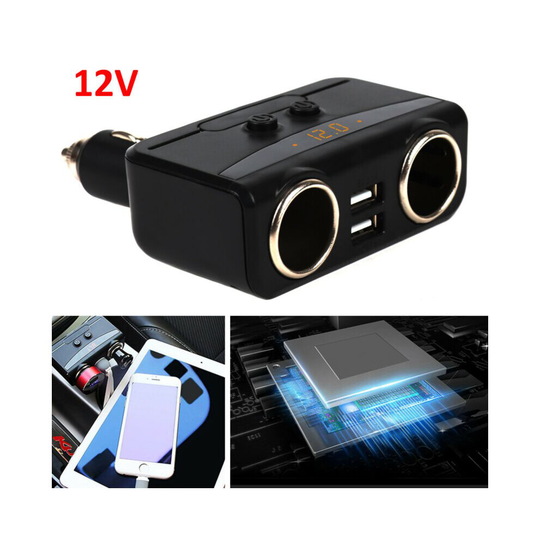 2 Way DC 12V Car Cigarette Lighter Adapter Socket Charger Splitter