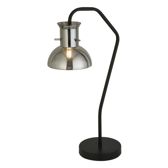 Smoke And Black Table Lamp With Pin Detail