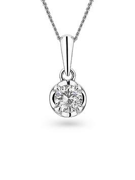 Love Diamond 9Ct White Gold 0.12Ct Diamond Solitaire Pendant
