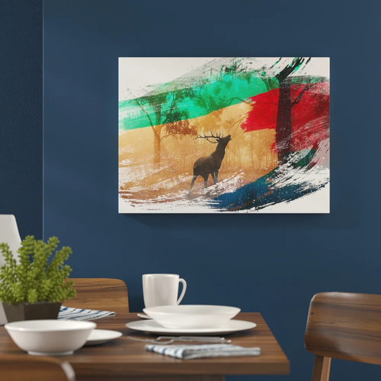 'Stag in an Autumn Forest Landscape' Graphic Art Print Poster