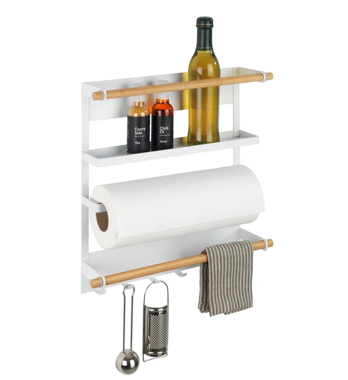 WENKO Kitchen Shelf Magna, White, Magnetic Shelf For Fixing Without Drilling