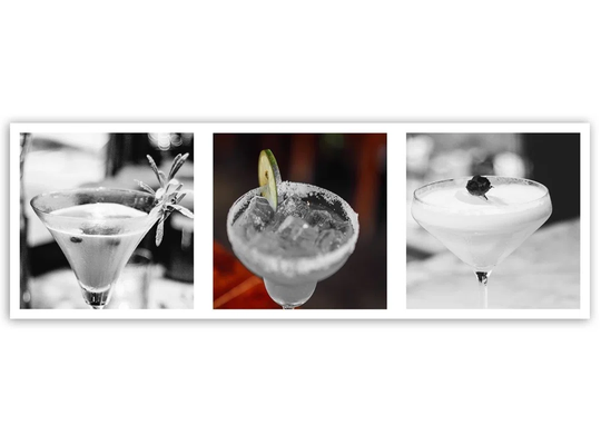 Canvas Print Black White Cocktail Panorama