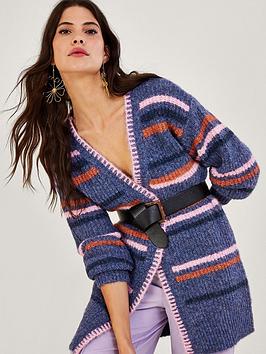 Monsoon Casual Stripe Cardi - Blue
