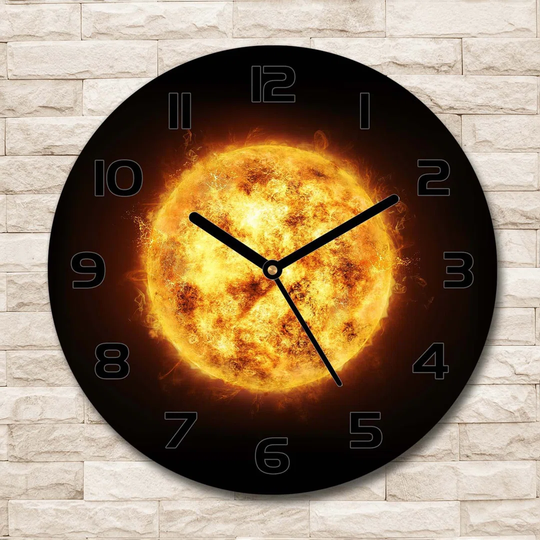 Glass Wall Clock 30Cm Round Decoration Picture Wall Art Modern Decoration Kitchen Living Room Silent - Sun,80685077