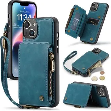 Caseme C20 Zipper Pocket iPhone 14 Plus Hybrid Case - Blue
