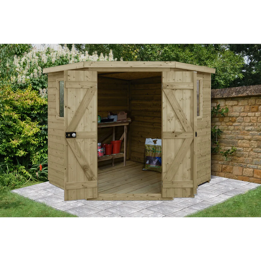 Forest Garden Tongue & Groove Pressure Treated 7X7 Corner Shed