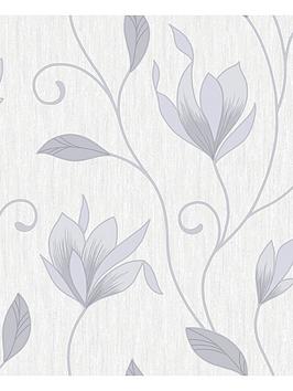 Fine Décor Synergy Dove Grey Floral Glitter Wallpaper