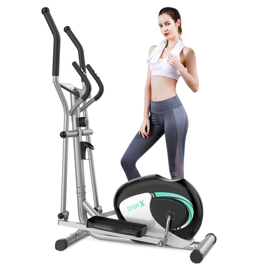 Dripex Elliptical Cross Trainer, 8 Level Magnetic Resistance Elliptical Machine w/ 6KG Flywheel, Pulse Rate Grips, LCD Monitor, iPad & Bottle Holder