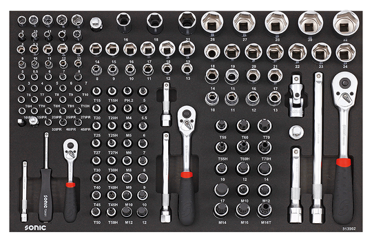 Sonic Bit Socket Set 1/4", 3/8" & 1/2", SFS 139 Piece 313902