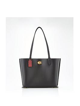 Coach Willow Polished Pebble Leather Tote Bag - Black
