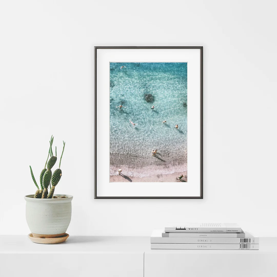 SORRENTO BEACH, Framed Graphic Art Print.