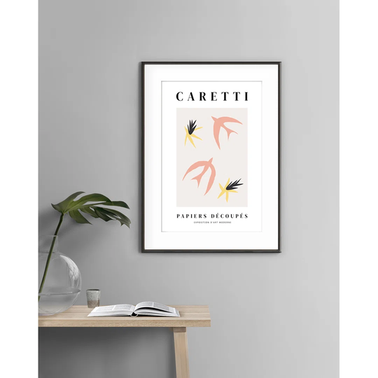 Hirondelles Roses - Picture Frame Graphic Art Print on Paper