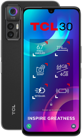 SIM Free TCL 30 64GB Mobile Phone - Black