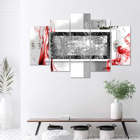 Canvas Print Abstraction Beige Red