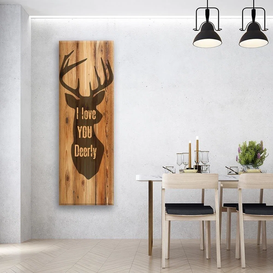 Canvas Print Stag Wood Inscription