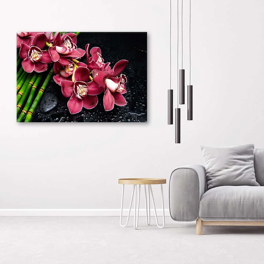 Canvas Print Pink Orchid Bamboo Zen