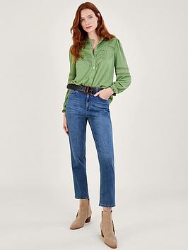 Monsoon Lace Insert Button Through Jersey Shirt
