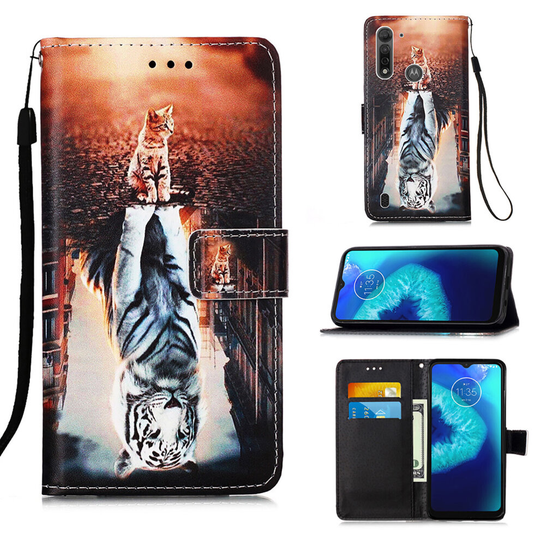 Motorola Moto E7 Painted Leather Case cat&tiger